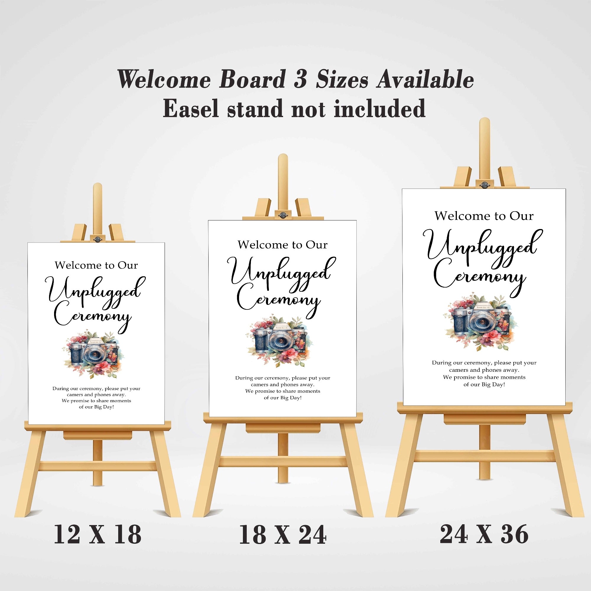 Unplugged Ceremony Wedding Welcome Sign Board for Decoration