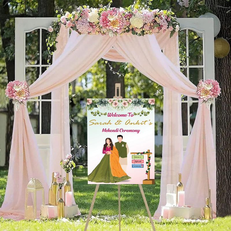 Mehndi Ceremony Signage or Welcome Board for Decoration