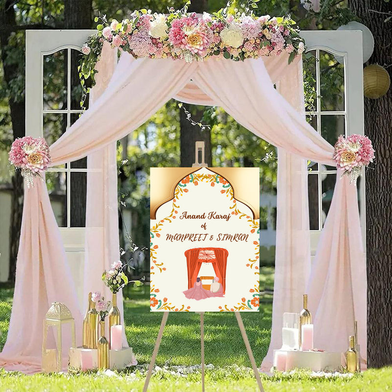 Indian Punjabi Wedding Anand Karaj  Ceremony Welcome Board Sign for Decoration