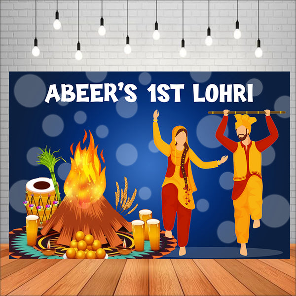 Lohri Party Personalized Backdrop for Decoration