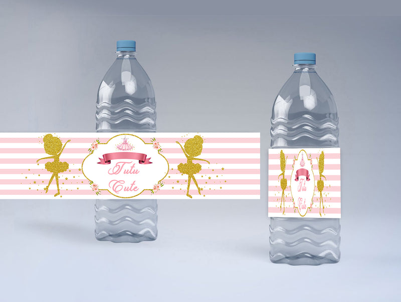 Ballerina Theme Water Bottle Labels