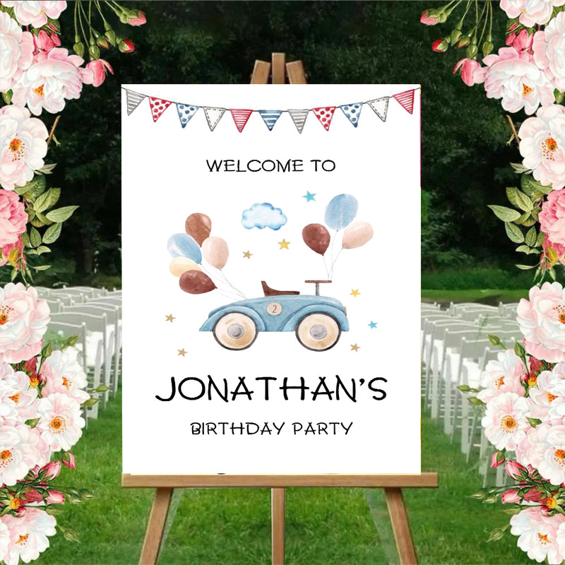 Car Theme Birthday Party Yard Sign/Welcome Board