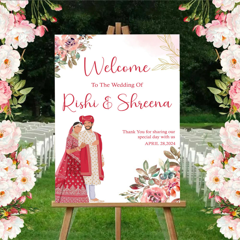 Indian Wedding Ceremony Welcome Board for Decoration