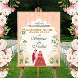 Indian Punjabi Wedding Anand Karaj Ceremony Welcome Board for Decoration