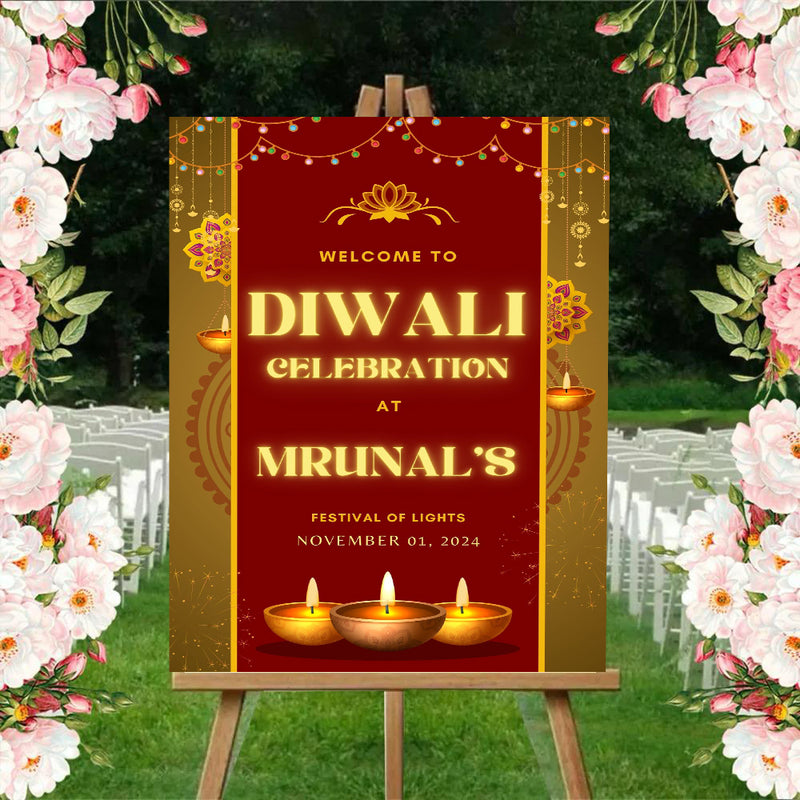 Diwali Welcome Board Sign for Decoration