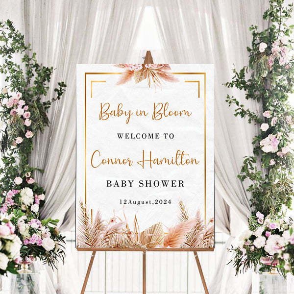 Baby in Bloom Baby Shower Welcome Board Sign for Decoration