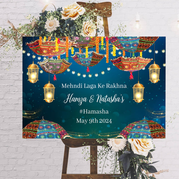 Mehndi Ceremony Signage or Welcome Board for Decoration