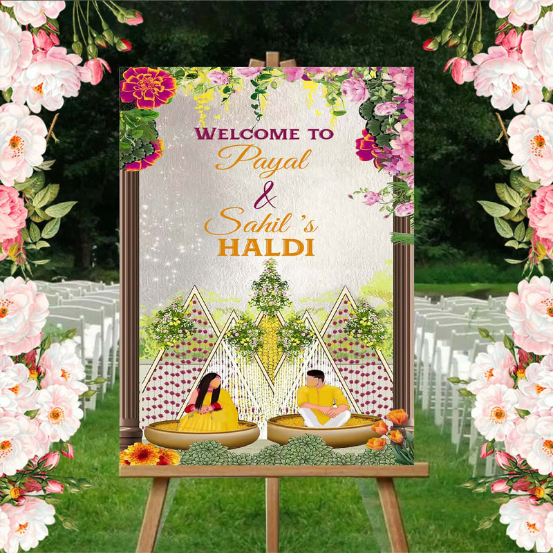 Haldi Ceremony Welcome Board for Decoration