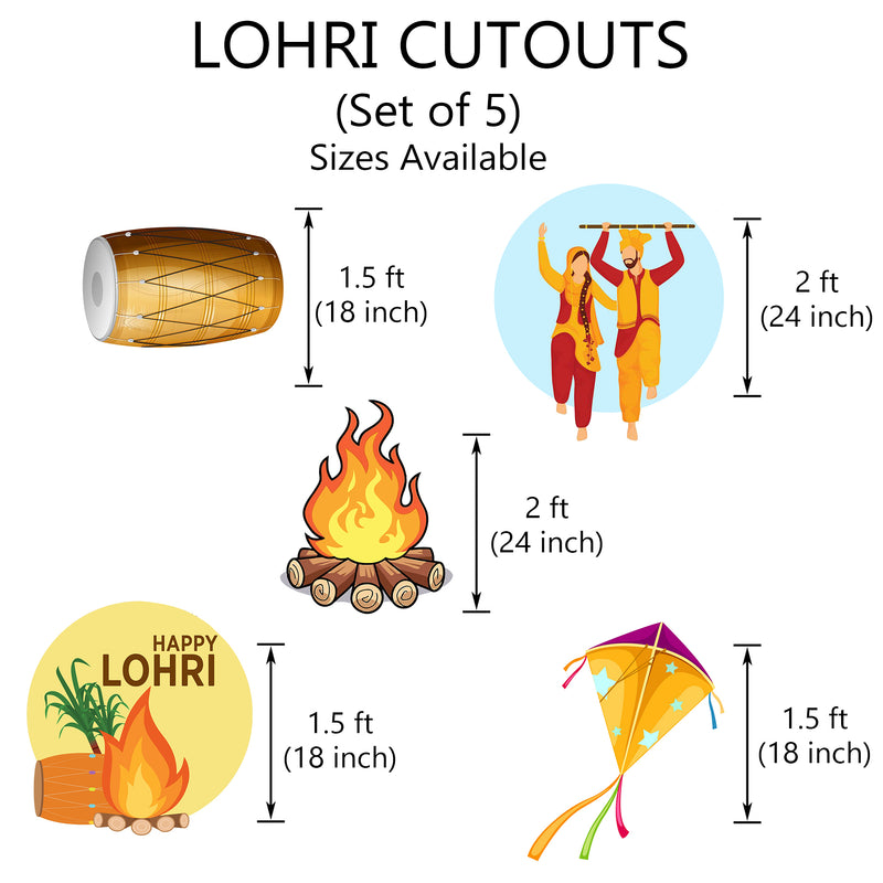 Lohri Party Cutouts for Decoration- Set of 5