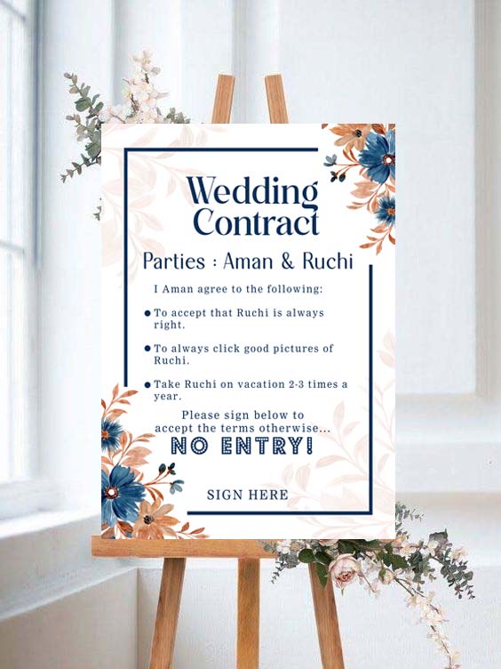 Wedding  Contract / Bridal Party Welcome Signage