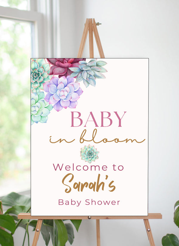 Baby in Bloom Baby Shower Welcome Board Sign for Decoration