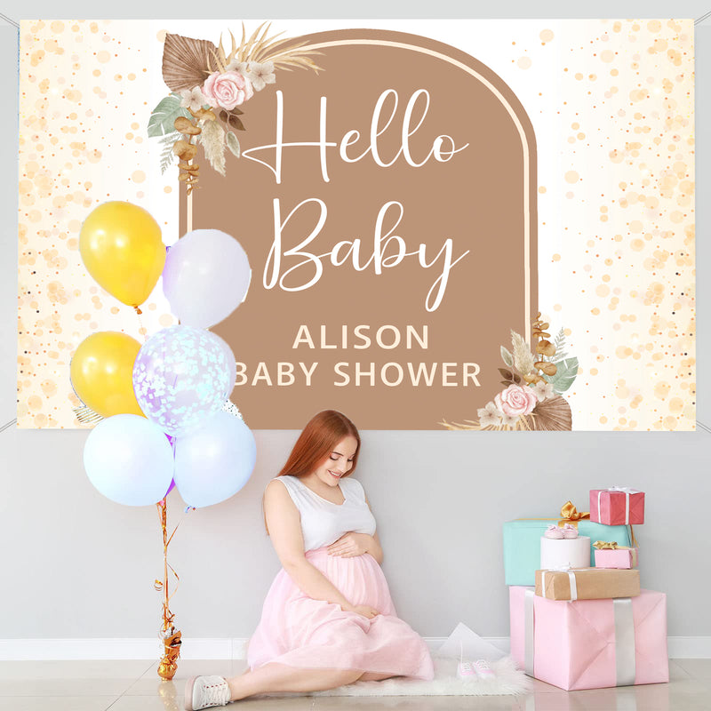 Boho Theme Baby Shower Party Personalized Backdrop