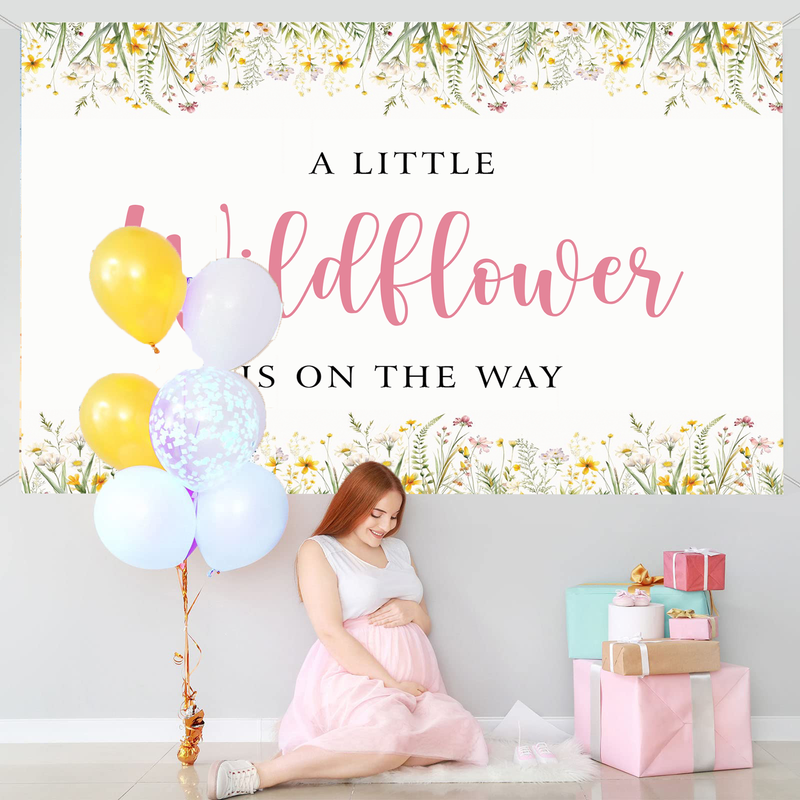 Wild Flower Theme Baby Shower Party Personalized Backdrop