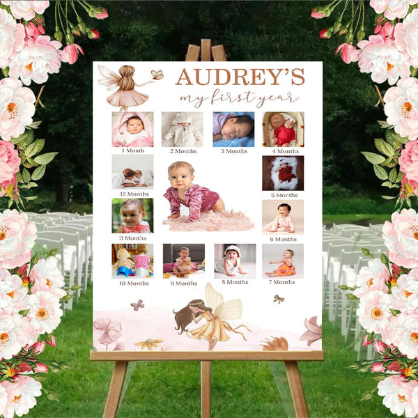 Fairies Theme Baby First Year Photo Sign Board