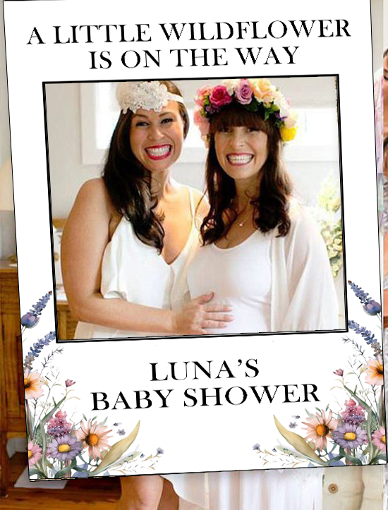 Wild Flower Theme Baby Shower Party Selfie Photo Booth Frame