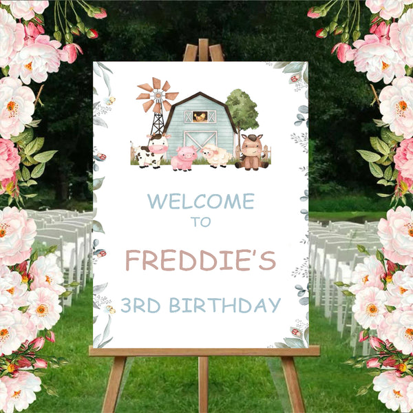 Farm Animal Theme Birthday Party Yard Sign/Welcome Board