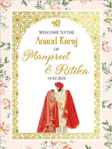 Indian Punjabi Wedding Anand Karaj  Ceremony Welcome Board for Decoration