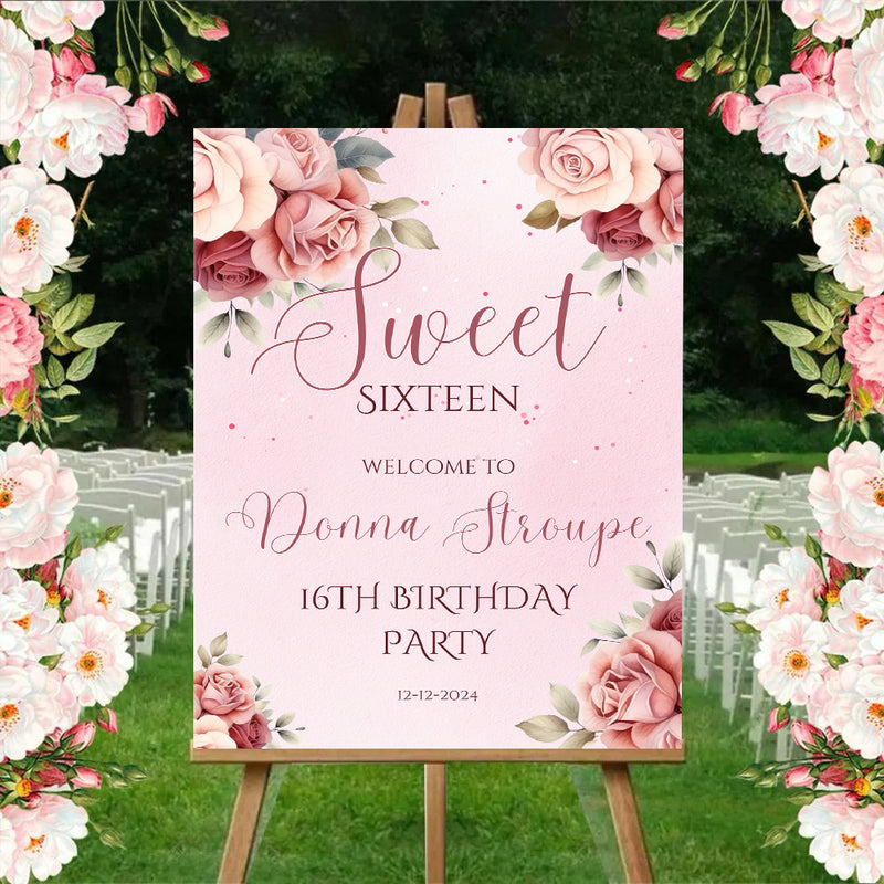 16th Theme Birthday Party Yard Sign/Welcome Board