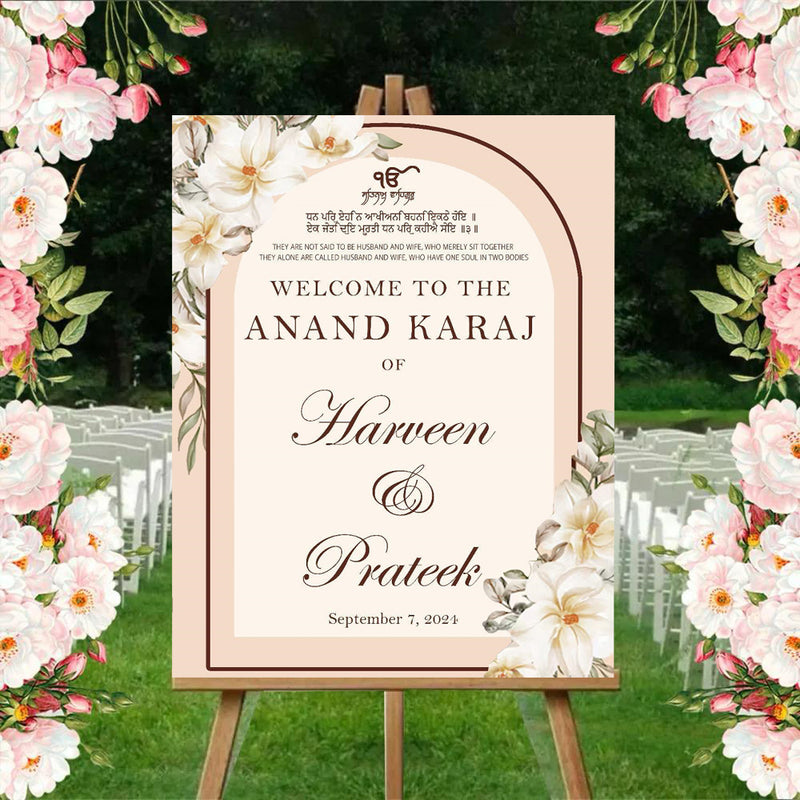 Indian Punjabi Wedding Anand Karaj Ceremony Welcome Board for Decoration