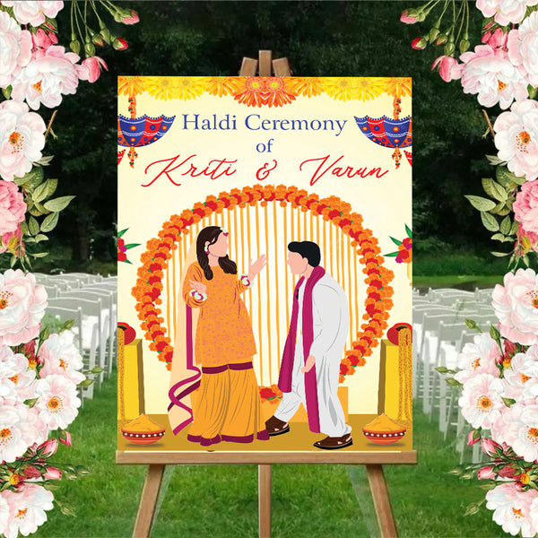 Haldi Ceremony Welcome Board for Decoration