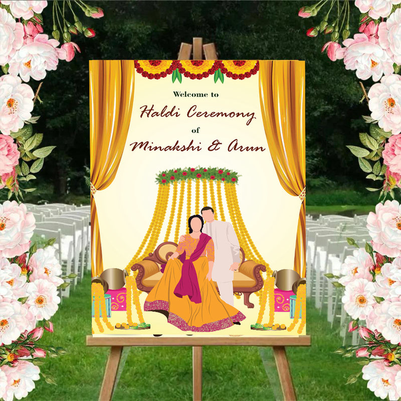 Haldi Ceremony Welcome Board for Decoration