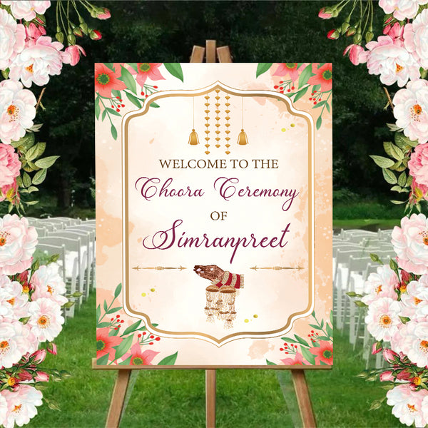 Choora Ceremony Signage Welcome Board for Decoration