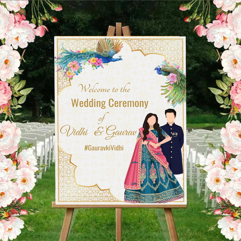 Indian Wedding Ceremony Welcome Board for Decoration