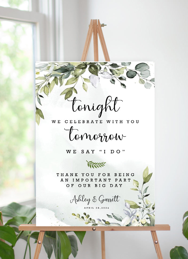 Rehearsal Dinner - The Night Before Welcome Sign Board