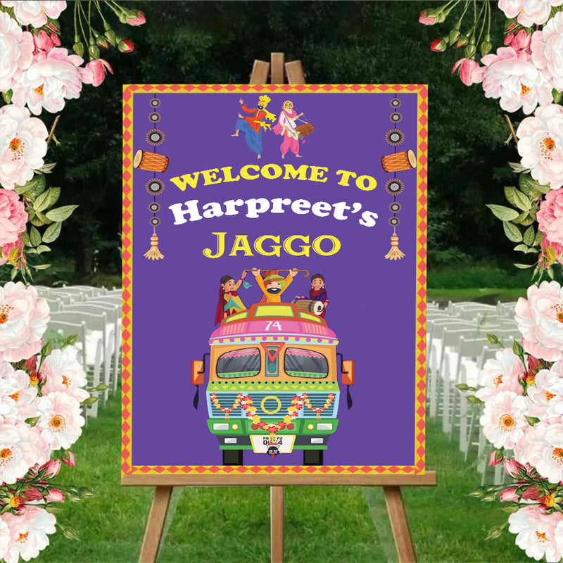 Jaggo Welcome Signage for Punjabi Wedding Decoration