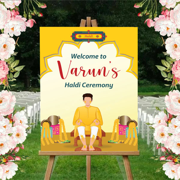 Haldi Ceremony Welcome Board for Decoration