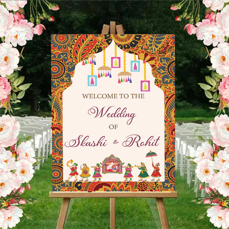 Indian Wedding Ceremony Welcome Board for Decoration