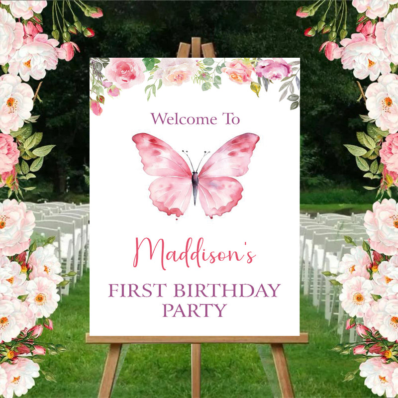 Butterfly Theme Birthday Party Yard Sign/Welcome Board