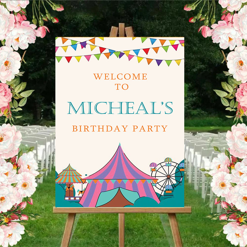 Carnival Theme Birthday Party Yard Sign/Welcome Board