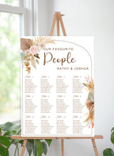 Pampas Grass Wedding Find your Seat Sitting Layout