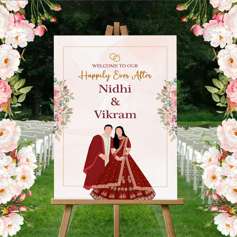 Indian Wedding Ceremony Welcome Board for Decoration