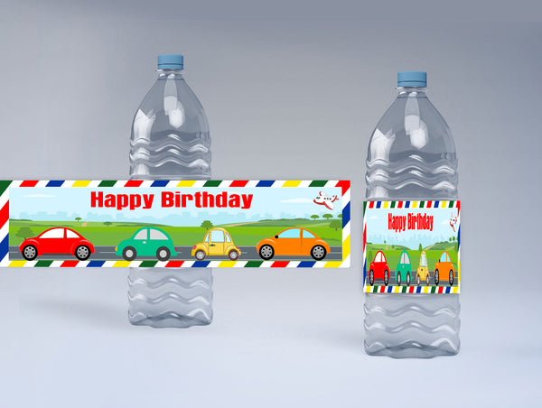 Transport Theme Water Bottle Labels