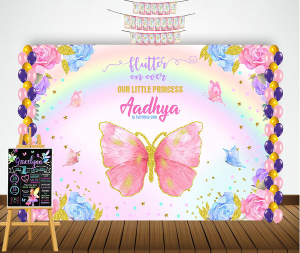 Butterfly Theme Birthday Party Personalized Multi-Saver Combo.