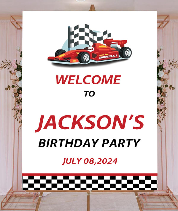 Car Racing Theme Birthday Party Yard Sign/Welcome Board