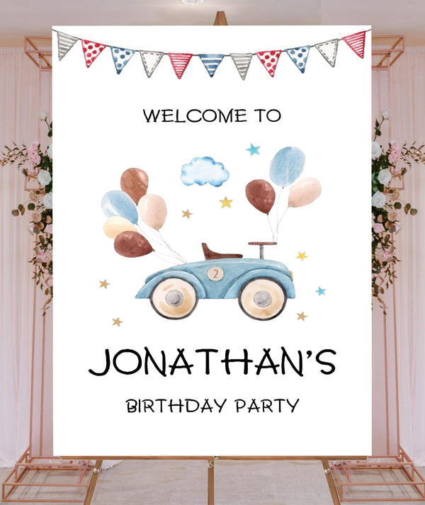Car Theme Birthday Party Yard Sign/Welcome Board