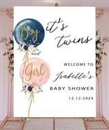 Twins Baby Shower Welcome Board Sign for Decoration