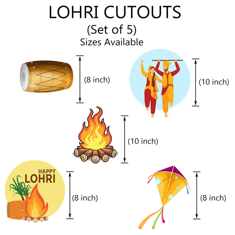 Lohri Party Paper Cutouts for Decoration- Set of 5