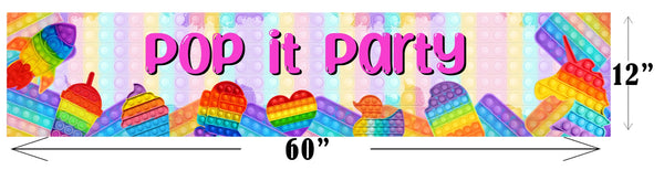 Pop It Birthday Party Long Banner for Decoration