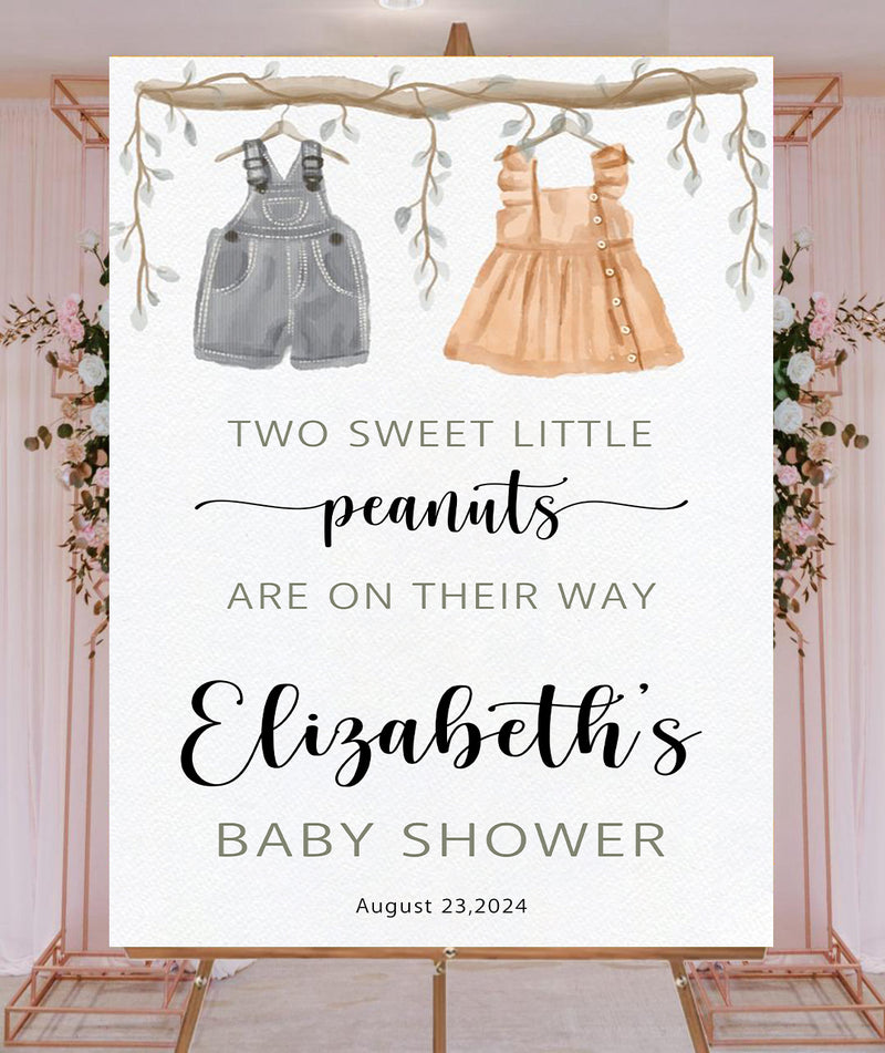 Twins Baby Shower Welcome Board Sign for Decoration