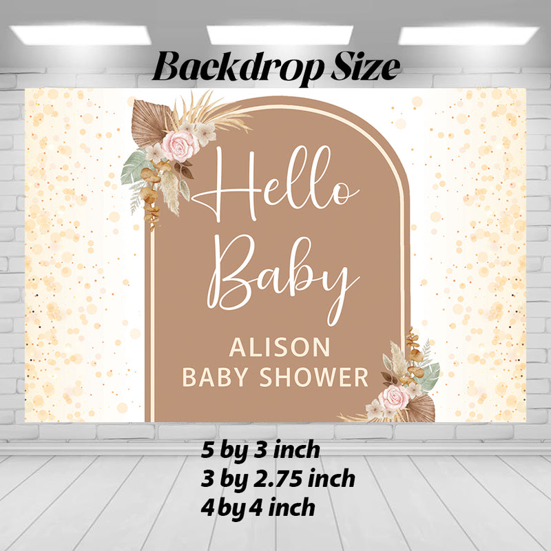 Boho Theme Baby Shower Party Personalized Backdrop