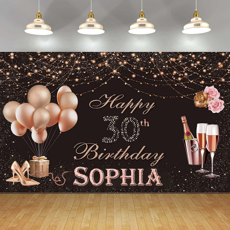 30th Theme Birthday Party Personalized Backdrop.