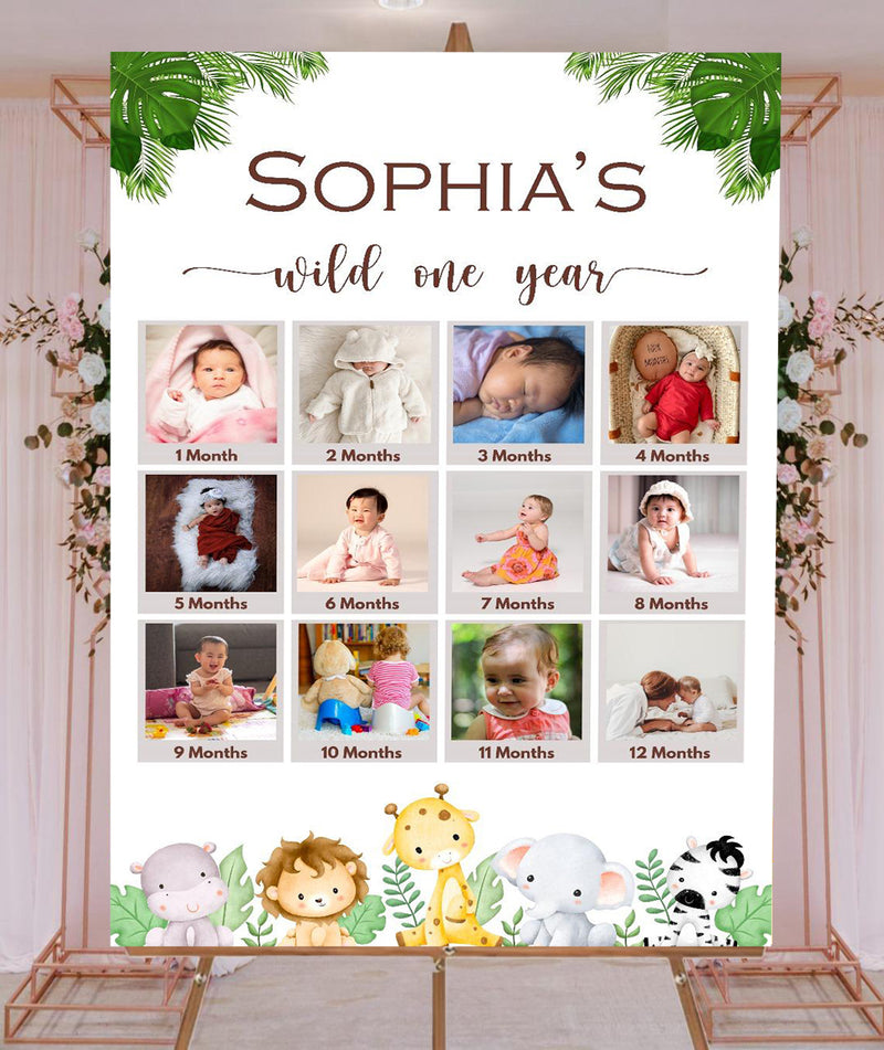 Wild one  Theme Baby First Year Photo Sign Board