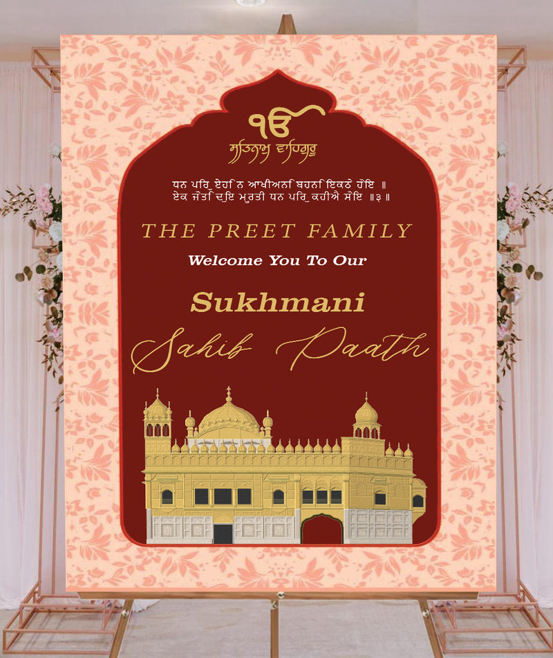 Sukhmani Sahib Path Welcome Sign Board for Decoration