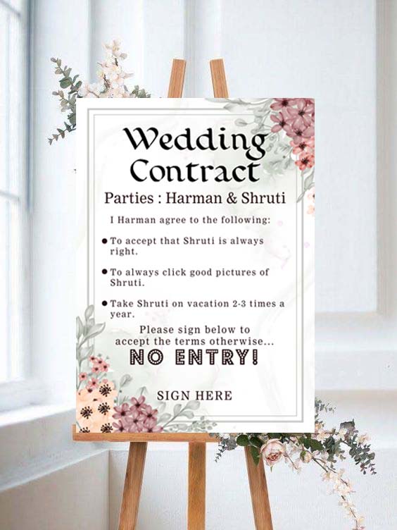 Wedding  Contract / Bridal Party Welcome Signage