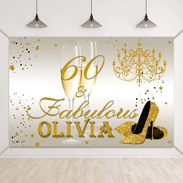 60th Theme Birthday Party Personalized Backdrop