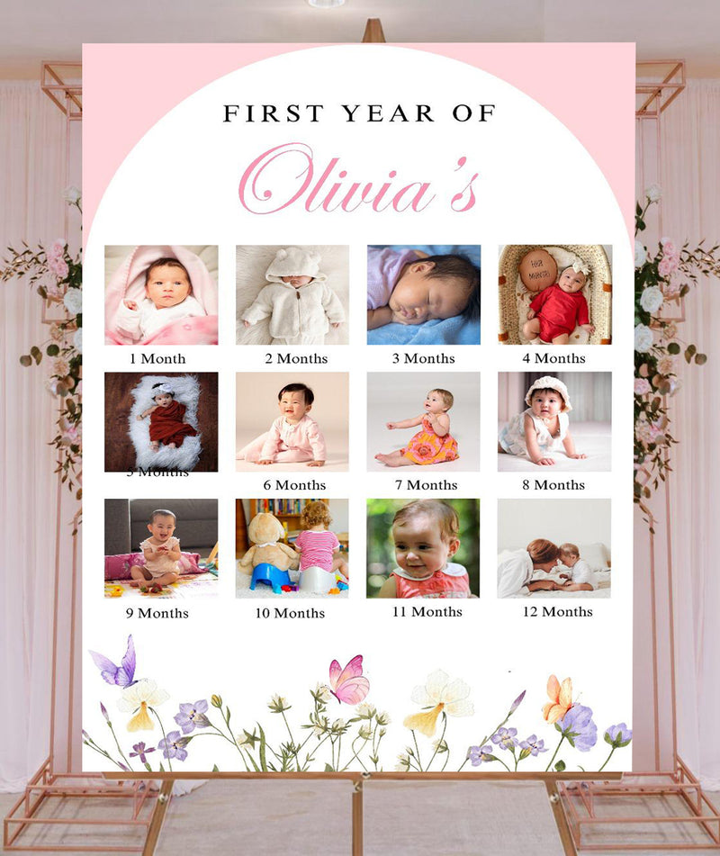 Wild Flower Theme Baby First Year Photo Sign Board